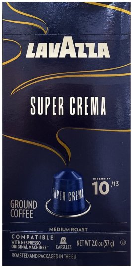 LAVAZZA SUPER CREMA COFFEE MEDIUM ROAST INTENSITY 10 CAPSULES (image for) LAVAZZA SUPER CREMA COFFEE MEDIUM ROAST INTENSITY 10 CAPSULES