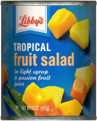 LIBBY'S TROPICAL FRUIT SALAD SYRUP & PASSION FRUIT JUICE (image for) LIBBY'S TROPICAL FRUIT SALAD SYRUP & PASSION FRUIT JUICE