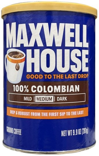 MAXWELL HOUSE 100% COLOMBIAN COFFEE MEDIUM ROAST (image for) MAXWELL HOUSE 100% COLOMBIAN COFFEE MEDIUM ROAST