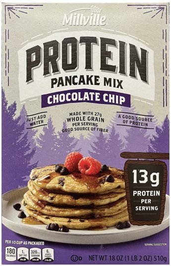 MILLVILLE PANCAKE MIX CHOCOLATE CHIP (image for) MILLVILLE PANCAKE MIX CHOCOLATE CHIP