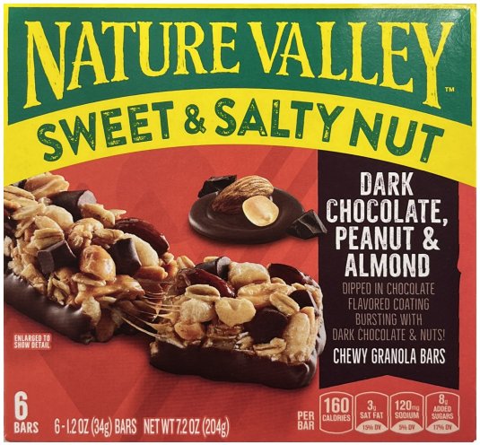 NATURE VALLEY SWEET & SALTY NUT DARK CHOCOLATE PEANUT ALMOND CHEWY GRANOLA BAR (image for) NATURE VALLEY SWEET & SALTY NUT DARK CHOCOLATE PEANUT ALMOND CHEWY GRANOLA BAR