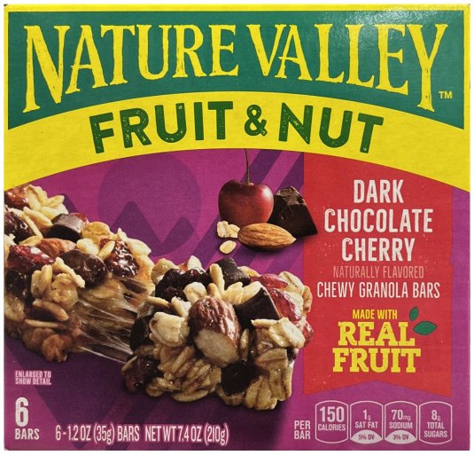 NATURE VALLEY FRUIT & NUT DARK CHOCOLATE CHERRY GRANOLA BARS (image for) NATURE VALLEY FRUIT & NUT DARK CHOCOLATE CHERRY GRANOLA BARS