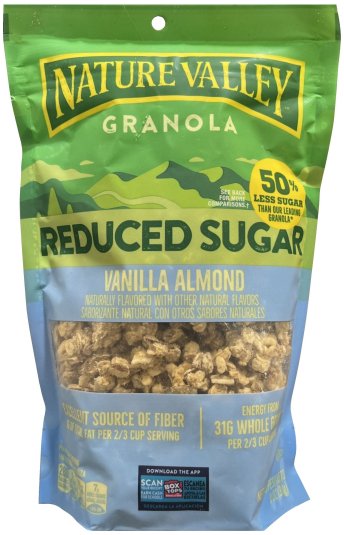 NATURE VALLEY REDUCED SUGAR VANILLA ALMOND GRANOLA (image for) NATURE VALLEY REDUCED SUGAR VANILLA ALMOND GRANOLA