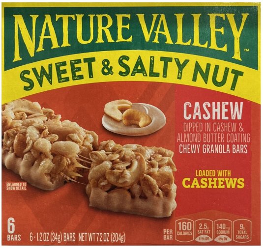 NATURE VALLEY SWEET & SALTY NUT CASHEW CHEWY GRANOLA BAR (image for) NATURE VALLEY SWEET & SALTY NUT CASHEW CHEWY GRANOLA BAR