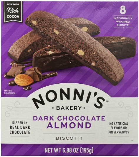 NONNI'S BISCOTTI DARK CHOCOLATE ALMOND (image for) NONNI'S BISCOTTI DARK CHOCOLATE ALMOND