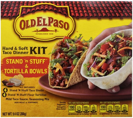 OLD EL PASO STAND 'N STUFF HARD & SOFT TACO DINNER KIT (image for) OLD EL PASO STAND 'N STUFF HARD & SOFT TACO DINNER KIT