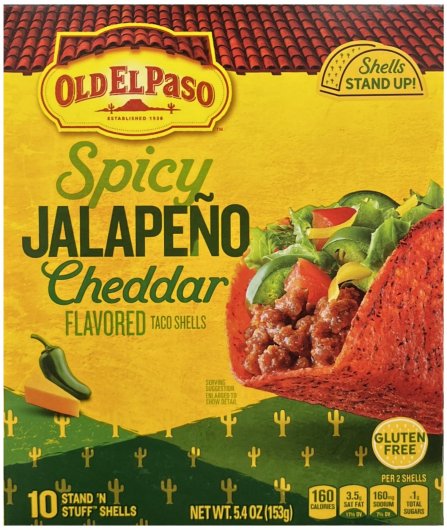 OLD EL PASO STAND 'N STUFF TACO SHELLS SPICY JALAPENO CHEDDAR (image for) OLD EL PASO STAND 'N STUFF TACO SHELLS SPICY JALAPENO CHEDDAR