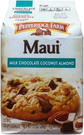 PEPPERIDGE FARM MAUI MILK CHOCOLATE COCONUT ALMOND CRISPY COOKIE (image for) PEPPERIDGE FARM MAUI MILK CHOCOLATE COCONUT ALMOND CRISPY COOKIE