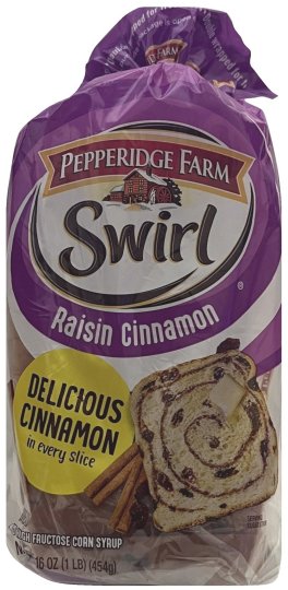 PEPPERIDGE FARM SWIRL RAISIN CINNAMON BREAD (image for) PEPPERIDGE FARM SWIRL RAISIN CINNAMON BREAD
