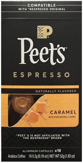 PEET'S ESPRESSO CARAMEL NATURALLY FLAVORED COFFEE CAPSULES (image for) PEET'S ESPRESSO CARAMEL NATURALLY FLAVORED COFFEE CAPSULES