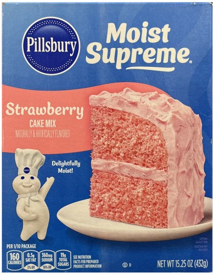 PILLSBURY MOIST SUPREME STRAWBERRY CAKE MIX (image for) PILLSBURY MOIST SUPREME STRAWBERRY CAKE MIX