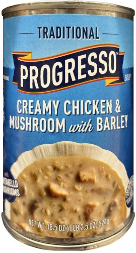 PROGRESSO TRADITIONAL CREAMY CHICKEN & MUSHROOM WITH BARLEY (image for) PROGRESSO TRADITIONAL CREAMY CHICKEN & MUSHROOM WITH BARLEY