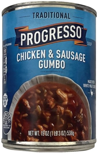 PROGRESSO TRADITIONAL CHICKEN & SAUSAGE GUMBO SOUP (image for) PROGRESSO TRADITIONAL CHICKEN & SAUSAGE GUMBO SOUP