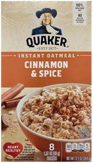 QUAKER INSTANT OATMEAL CINNAMON & SPICE (image for) QUAKER INSTANT OATMEAL CINNAMON & SPICE