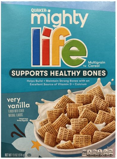 QUAKER MIGHTY LIFE MULTIGRAIN CEREAL VERY VANILLA (image for) QUAKER MIGHTY LIFE MULTIGRAIN CEREAL VERY VANILLA