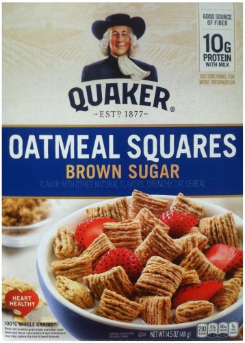 QUAKER OATMEAL SQUARES BROWN SUGER CEREAL (image for) QUAKER OATMEAL SQUARES BROWN SUGER CEREAL
