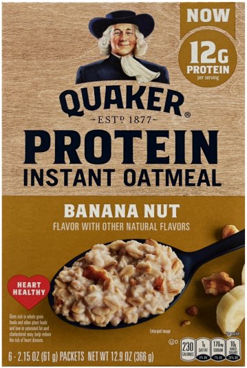 QUAKER PROTEIN BANANA NUT INSTANT OATMEAL (image for) QUAKER PROTEIN BANANA NUT INSTANT OATMEAL
