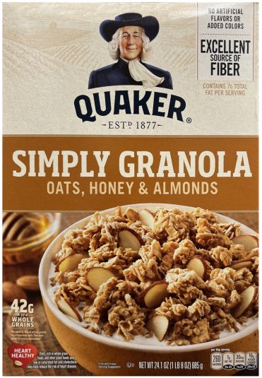 QUAKER SIMPLY GRANOLA OATS, HONEY & ALMONDS (image for) QUAKER SIMPLY GRANOLA OATS, HONEY & ALMONDS