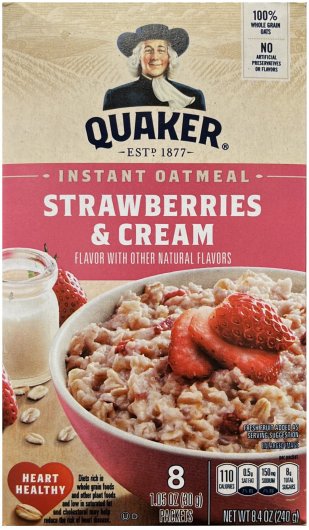 QUAKER INSTANT OATMEAL STRAWBERRIES & CREAM (image for) QUAKER INSTANT OATMEAL STRAWBERRIES & CREAM