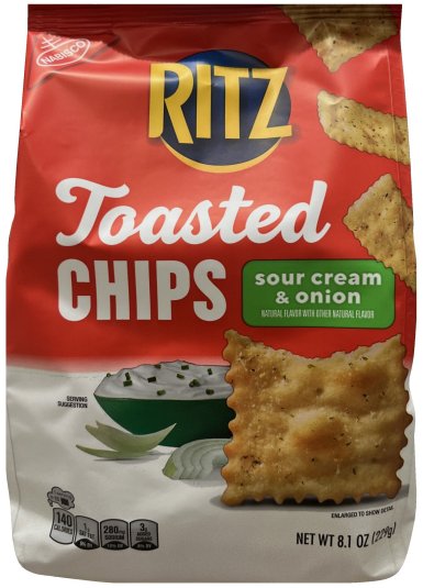 RITZ TOASTED CHIPS SOUR CREAM & ONION (image for) RITZ TOASTED CHIPS SOUR CREAM & ONION