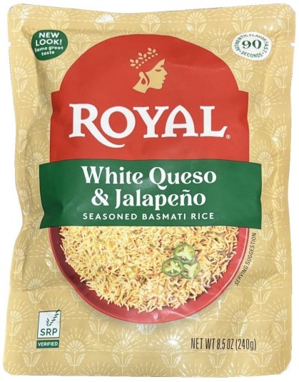 ROYAL WHITE QUESO & JALAPENO SEASONED BASMATI RICE (image for) ROYAL WHITE QUESO & JALAPENO SEASONED BASMATI RICE