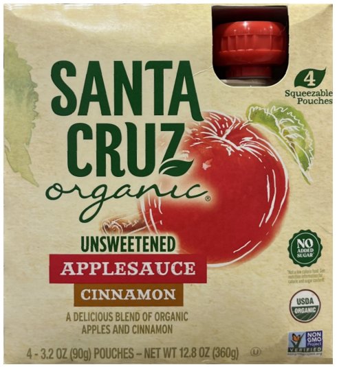 SANTA CRUZ ORGANIC UNSWEETENED APPLESAUCE CINNAMON (image for) SANTA CRUZ ORGANIC UNSWEETENED APPLESAUCE CINNAMON