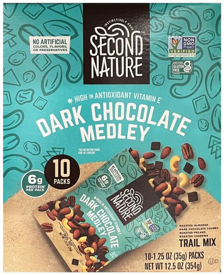 SECOND NATURE DARK CHOCOLATE MEDLEY TRAIL MIX (image for) SECOND NATURE DARK CHOCOLATE MEDLEY TRAIL MIX