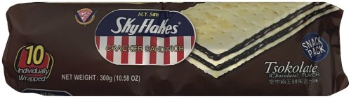 SKY FLAKES CRACKER SANDWICH TSOKOLATE CHOCOLATE FLAVOR (image for) SKY FLAKES CRACKER SANDWICH TSOKOLATE CHOCOLATE FLAVOR