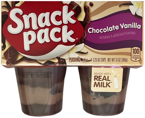 SNACK PACK CHOCOLATE VANILLA PUDDING (image for) SNACK PACK CHOCOLATE VANILLA PUDDING
