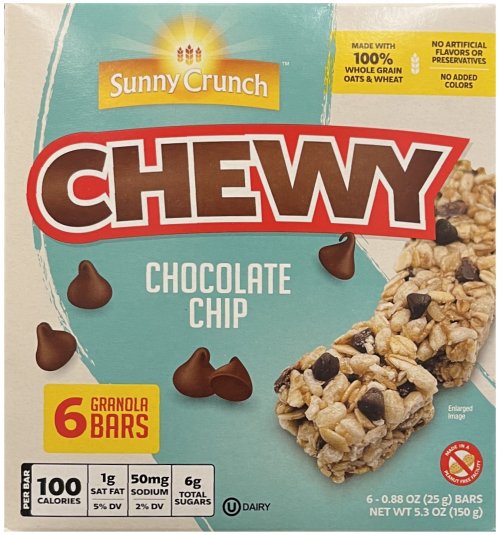 SUNNY CRUNCH CHEWY CHOCOLATE CHIP GRANOLA BARS (image for) SUNNY CRUNCH CHEWY CHOCOLATE CHIP GRANOLA BARS