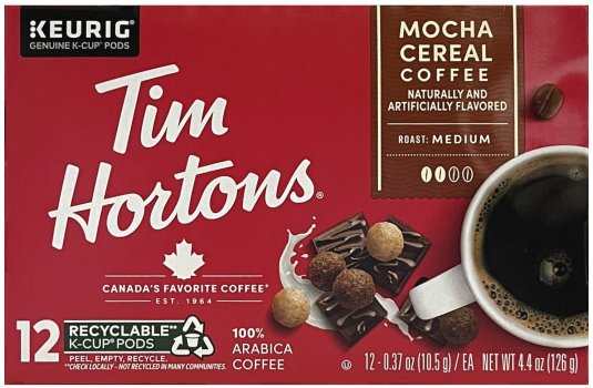 TIM HORTONS MOCHA CEREAL COFFEE MEDIUM ROAST COFFEE K-CUP PODS (image for) TIM HORTONS MOCHA CEREAL COFFEE MEDIUM ROAST COFFEE K-CUP PODS