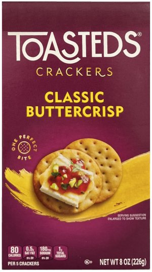 TOASTEDS CLASSIC BUTTERCRISP CRACKERS (image for) TOASTEDS CLASSIC BUTTERCRISP CRACKERS