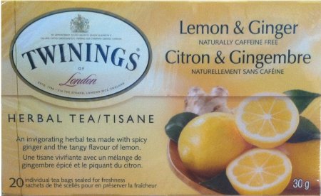 TWININGS LEMON & GINGER HERBAL TEA (image for) TWININGS LEMON & GINGER HERBAL TEA