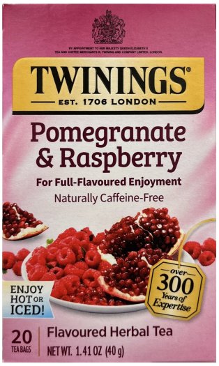TWININGS POMEGRANATE & RASPBERRY HERBAL TEA (image for) TWININGS POMEGRANATE & RASPBERRY HERBAL TEA
