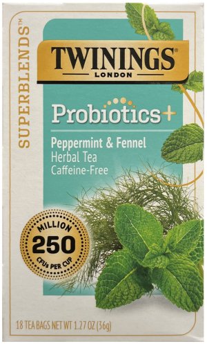 TWININGS PROBIOTICS+ PEPPERMINT & FENNEL HERBAL TEA (image for) TWININGS PROBIOTICS+ PEPPERMINT & FENNEL HERBAL TEA