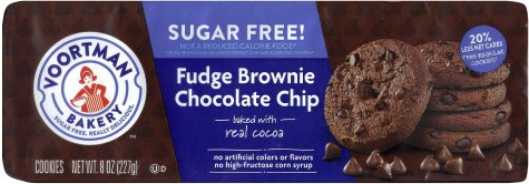 VOORTMAN SUGAR FREE FUDGE BROWNIE CHOCOLATE CHIP COOKIES (image for) VOORTMAN SUGAR FREE FUDGE BROWNIE CHOCOLATE CHIP COOKIES