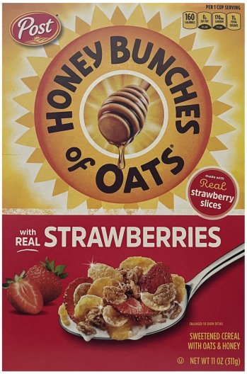 POST HONEY BUNCHES OF OATS WITH REAL STRAWBERRIES (image for) POST HONEY BUNCHES OF OATS WITH REAL STRAWBERRIES